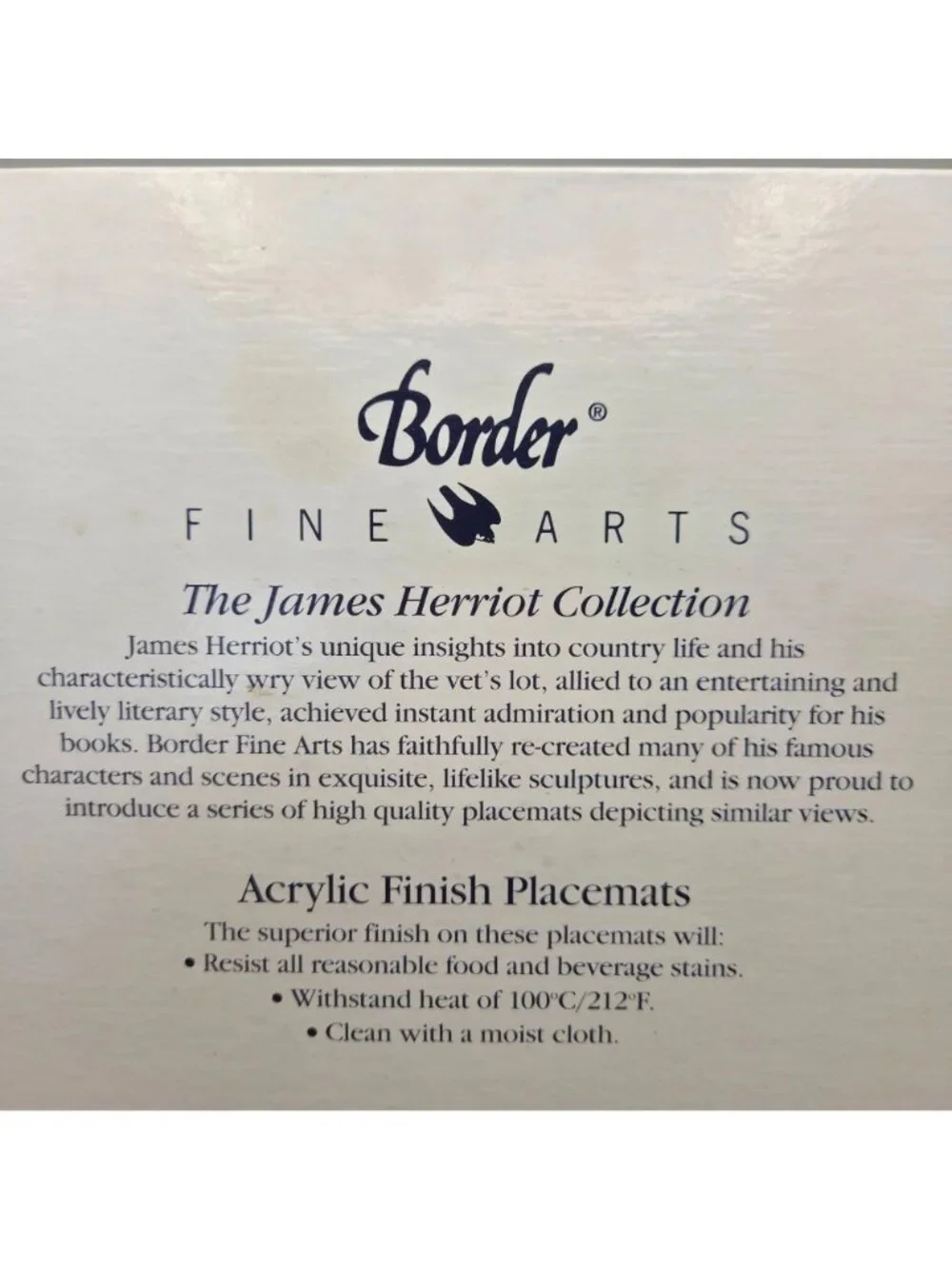 James Herriot Series 1 Placemats Acrylic Border Fine Arts Scotland Set of 6